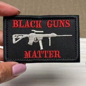 Black Guns Matter Military Funny Embroidered Patch - Hook & Loop - 2x3in